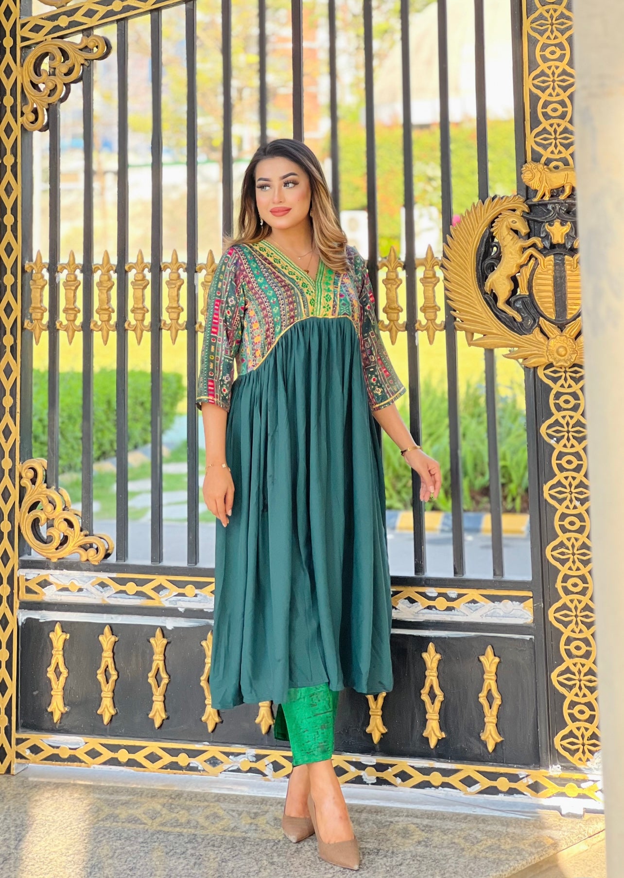 Gujrati Anarkali- Royal Green