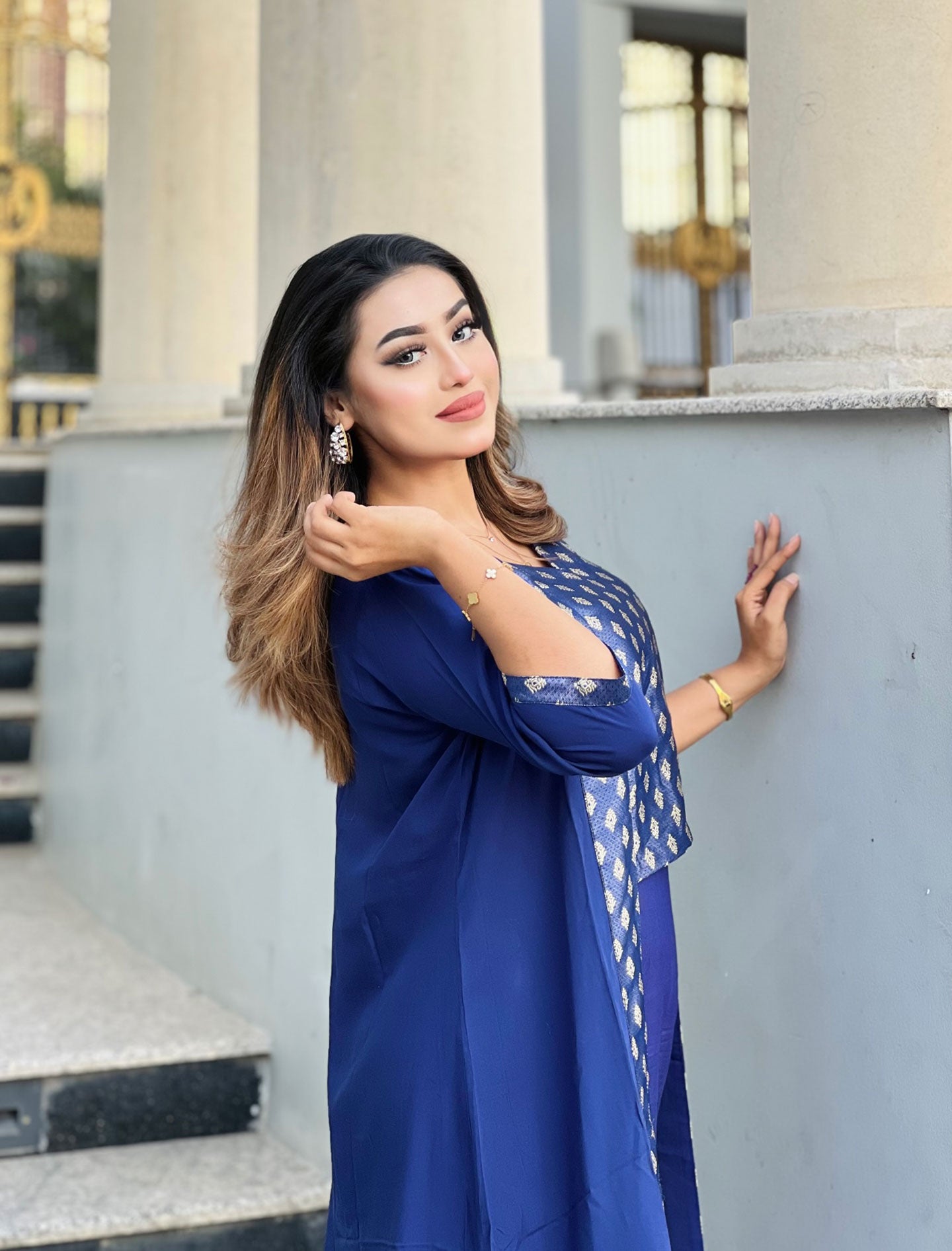 Designer 3 Piece Shrug Set blue
