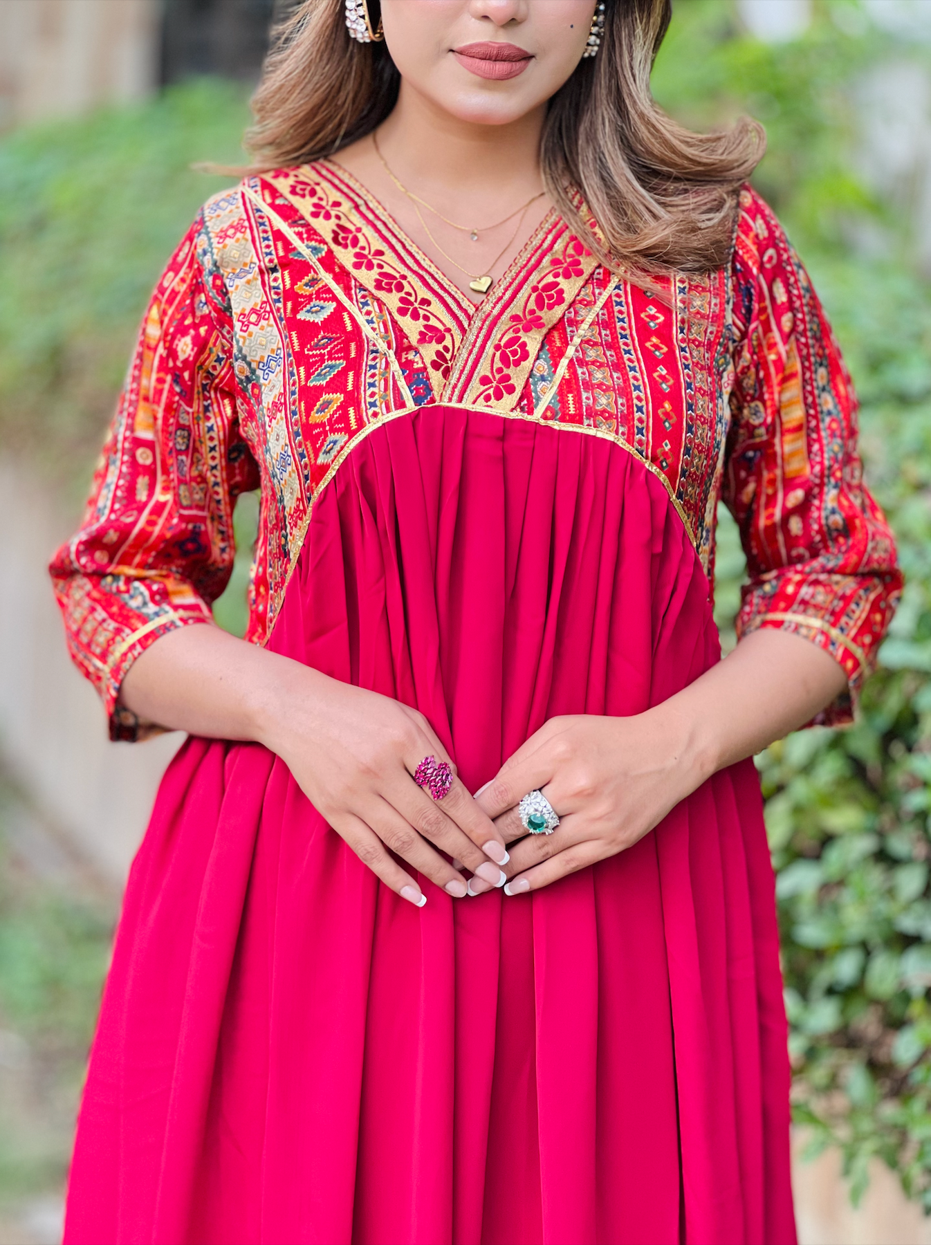 Gujrati Anarkali- Maroon